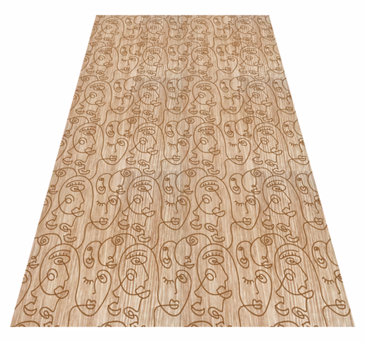 Tapis vinyle texture femmes dessinées abstraites beige - TenStickers