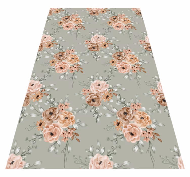 Tapis vinyle vintage roses vintage sur fond menthe - TenStickers