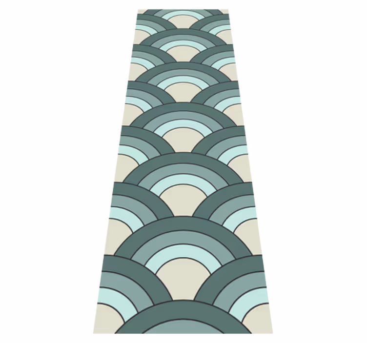 Tapis vinyle vintage motif écailles bleues ombrées - TenStickers
