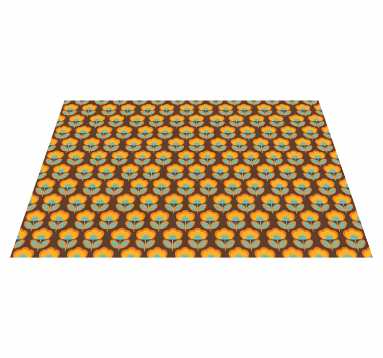 Tapis vinyle vintage fleurs des années 70 avec feuilles - TenStickers