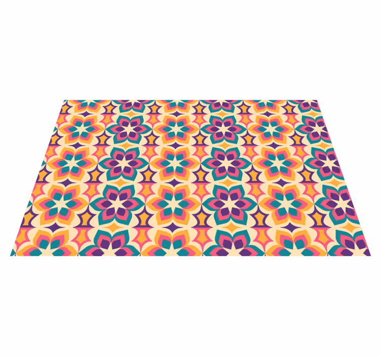 Tapis vinyle vintage fleurs des années 70 - TenStickers