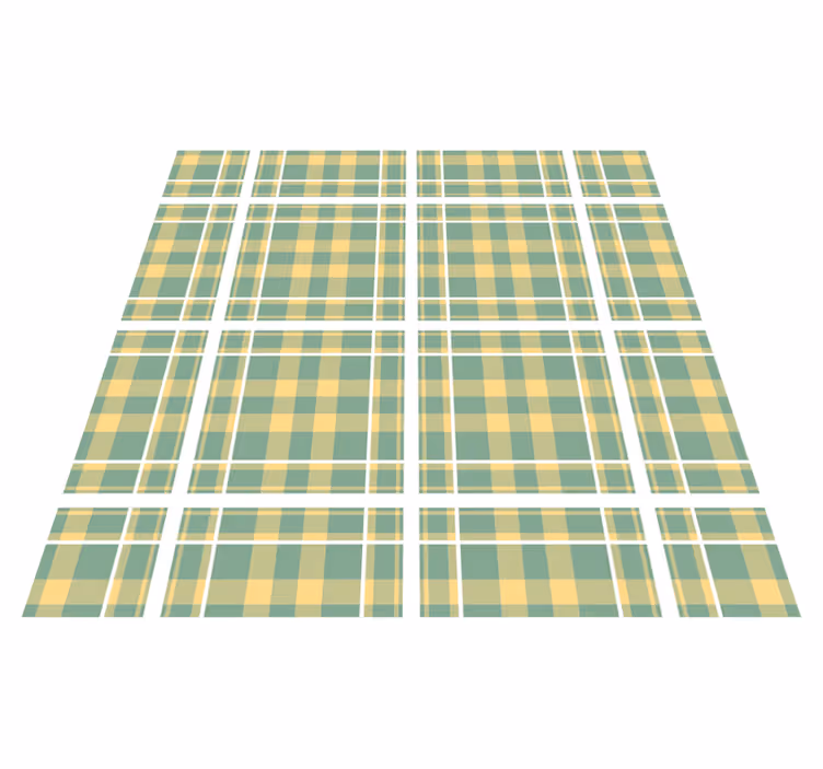 Tapis vinyle vintage à motif vichy jaune vert blanc - TenStickers
