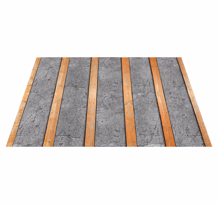 Tapis vinyle texture lames de bois sur béton - TenStickers