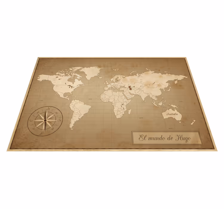 Tapis vinyle carte du monde vintage avec nom - TenStickers