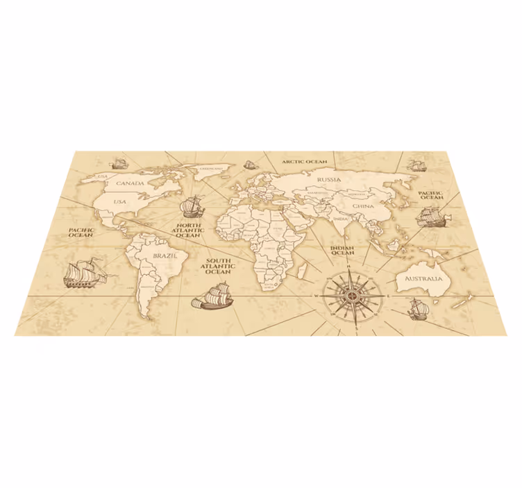 Tapis vinyle carte du monde murale sépia rétro - TenStickers