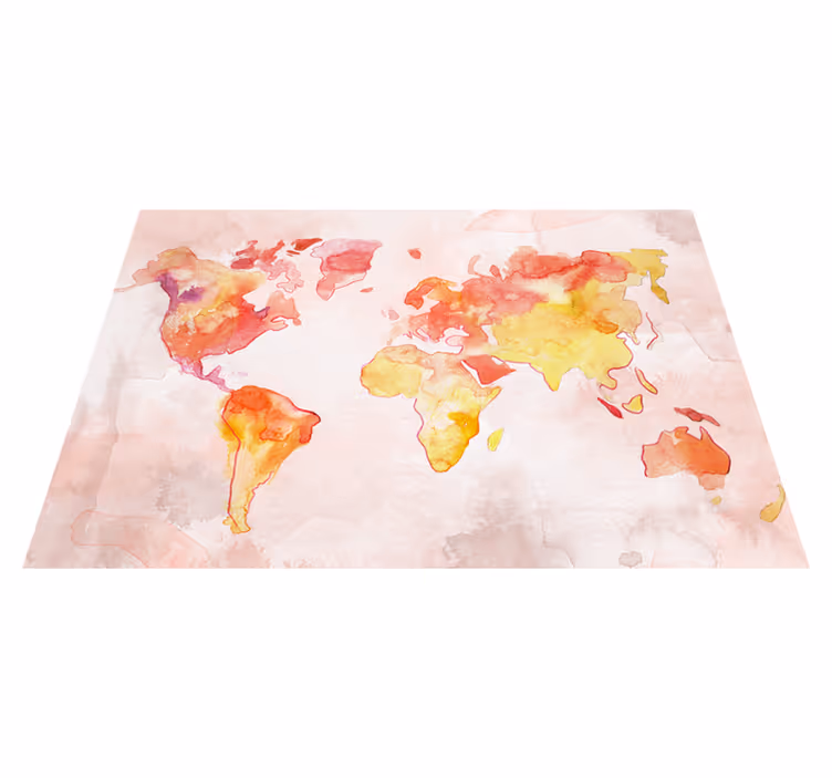 Tapis vinyle carte du monde aquarelle pastel - TenStickers