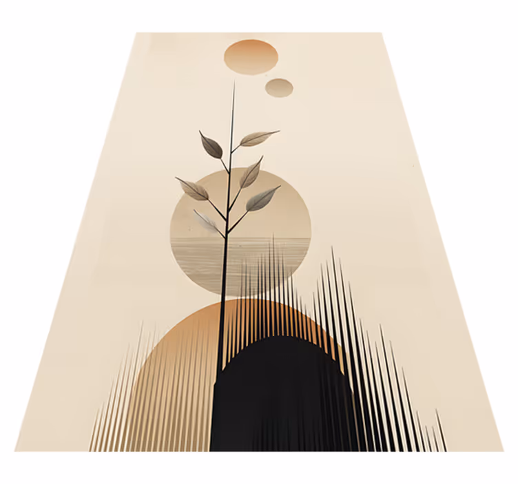 Tapis vinyle fleurs et plantes style boho abstrait - TenStickers