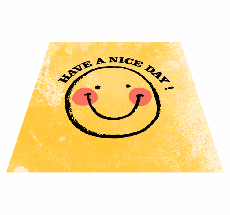 Tapis vinyle citation design smiley bonne journée - TenStickers