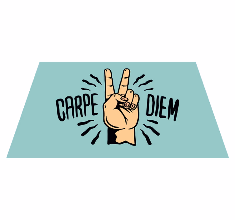 Tapis vinyle citation carpe diem main de paix - TenStickers