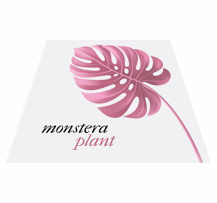 Tapis vinyle citation style monstera minimaliste rose - TenStickers