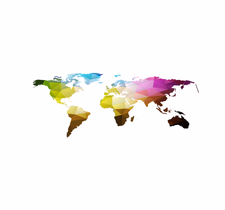 Tapis vinyle géométrique carte du monde en triangles - TenStickers