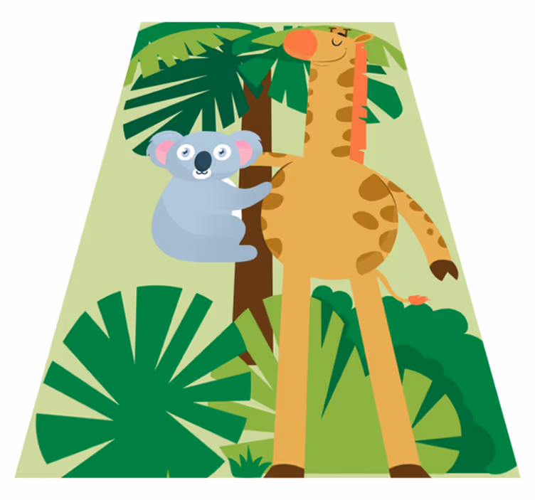Tapis vinyle pour enfants koalas câlins à une girafe - TenStickers