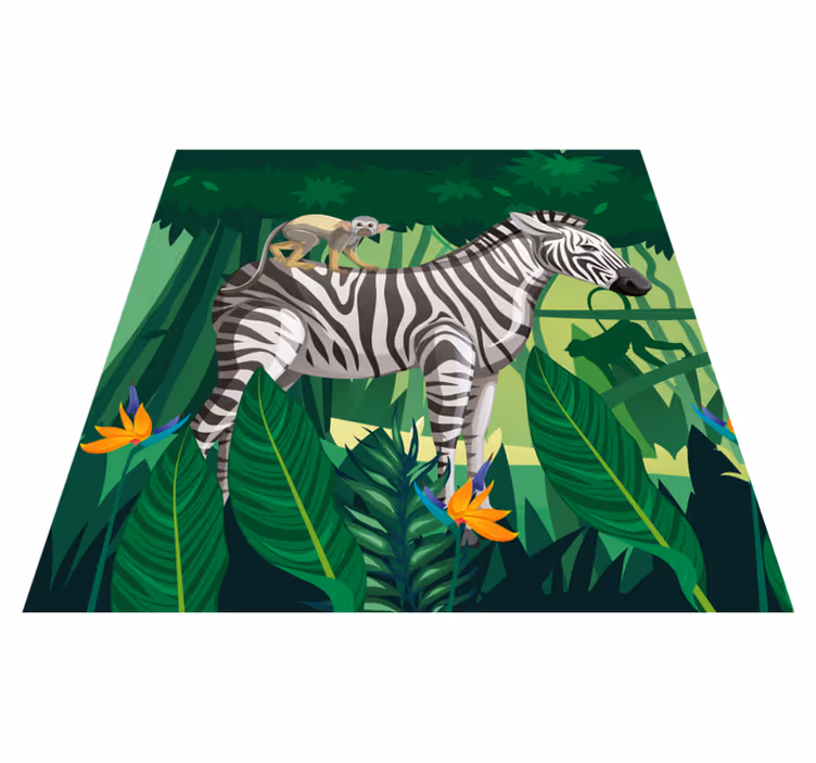 Tapis vinyle pour enfants giraffe zèbre et singe 4 - TenStickers