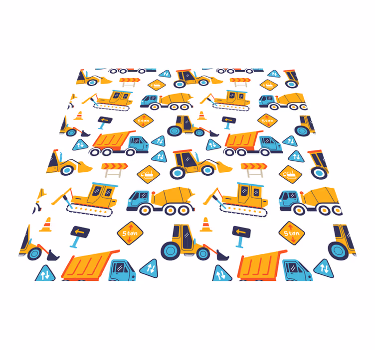 Tapis vinyle pour enfants site de construction cartoon - TenStickers