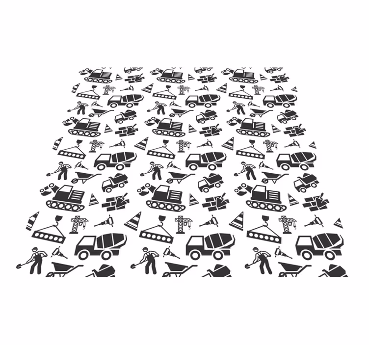 Tapis vinyle pour enfants camions et excavateurs unis - TenStickers