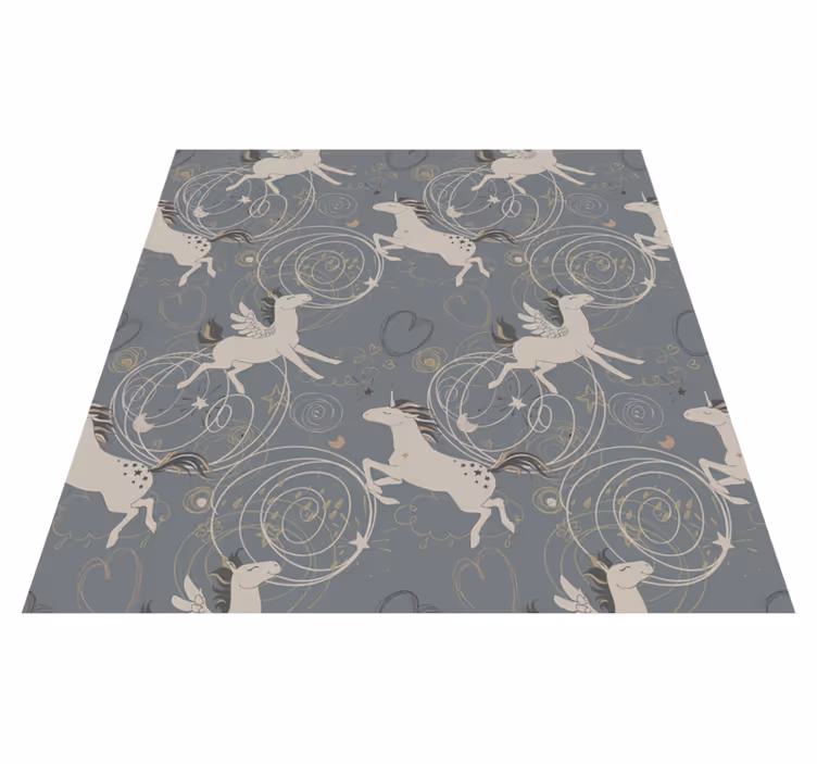 Tapis vinyle pour enfants licornes pégase sur fond sombre - TenStickers