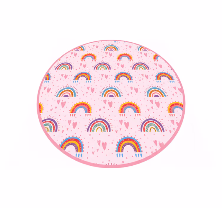 Tapis vinyle pour enfants pois roses et arc-en-ciel colorés - TenStickers