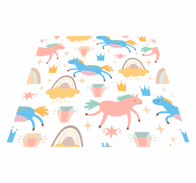 Tapis vinyle pour enfants motif licornes et arcs-en-ciel - TenStickers
