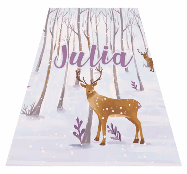 Tapis vinyle pour enfants forêt d'hiver scandinave animaux - TenStickers