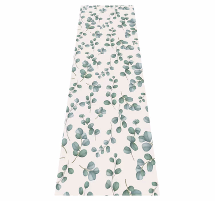 Tapis vinyle salon feuillage aquarelle sur fond beige - TenStickers