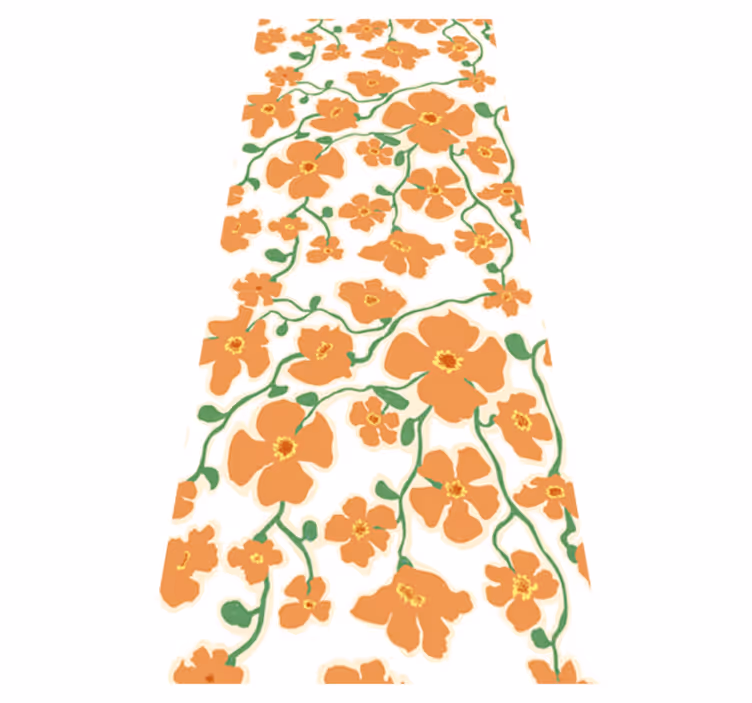 Tapis vinyle salon fleurs marguerites vertes orange - TenStickers