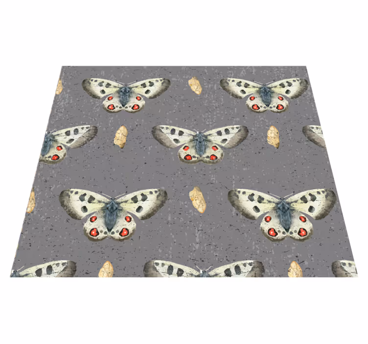 Tapis vinyle gris motif papillon simplicité - TenStickers