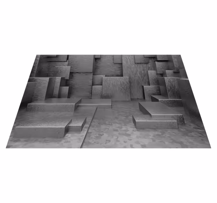 Tapis vinyle gris blocs abstraits géométriques - TenStickers
