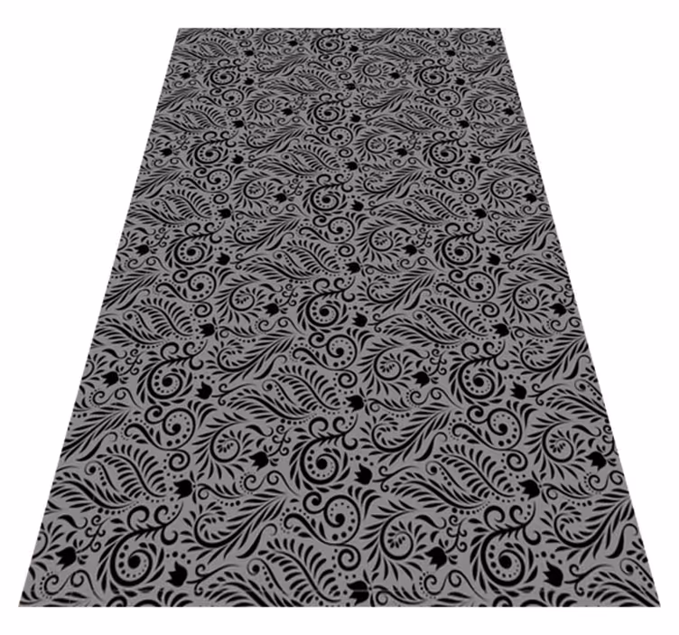 Tapis vinyle gris motifs tourbillonnants ornés - TenStickers
