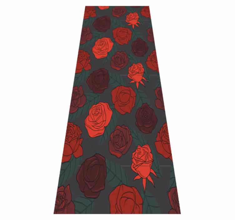 Tapis vinyle couloir roses et feuilles multiples - TenStickers