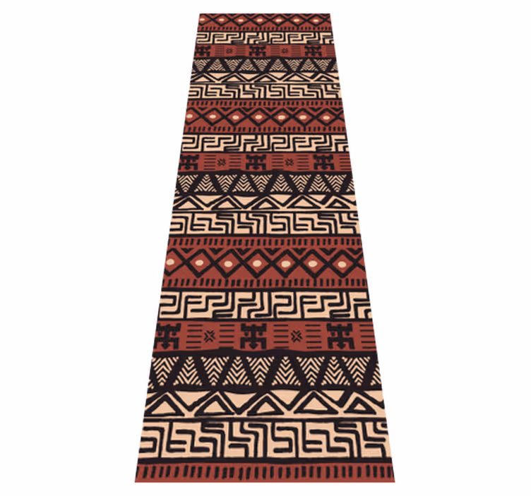 Tapis vinyle couloir motif tribal rouge foncé - TenStickers