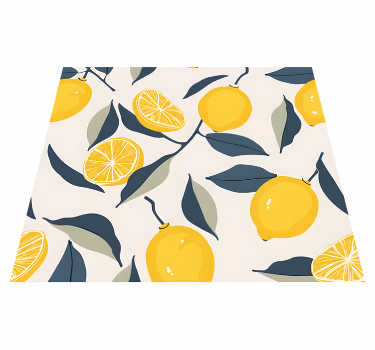 Tapis vinyle jaune motif citron - TenStickers
