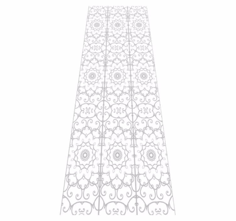 Tapis vinyle blanc motif floral - TenStickers
