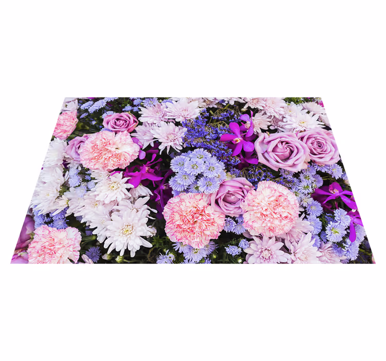 Tapis vinyle violet fleurs murales - TenStickers