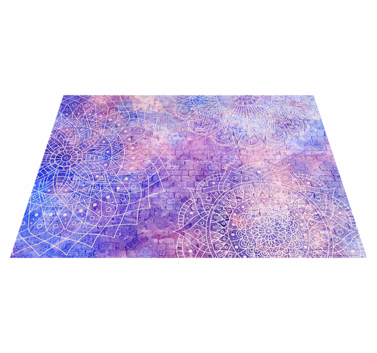Tapis vinyle violet mur en briques avec mandala - TenStickers