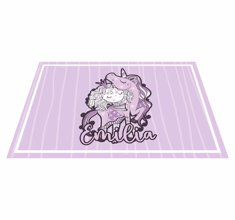 Tapis vinyle violet princesse artistique avec licorne - TenStickers