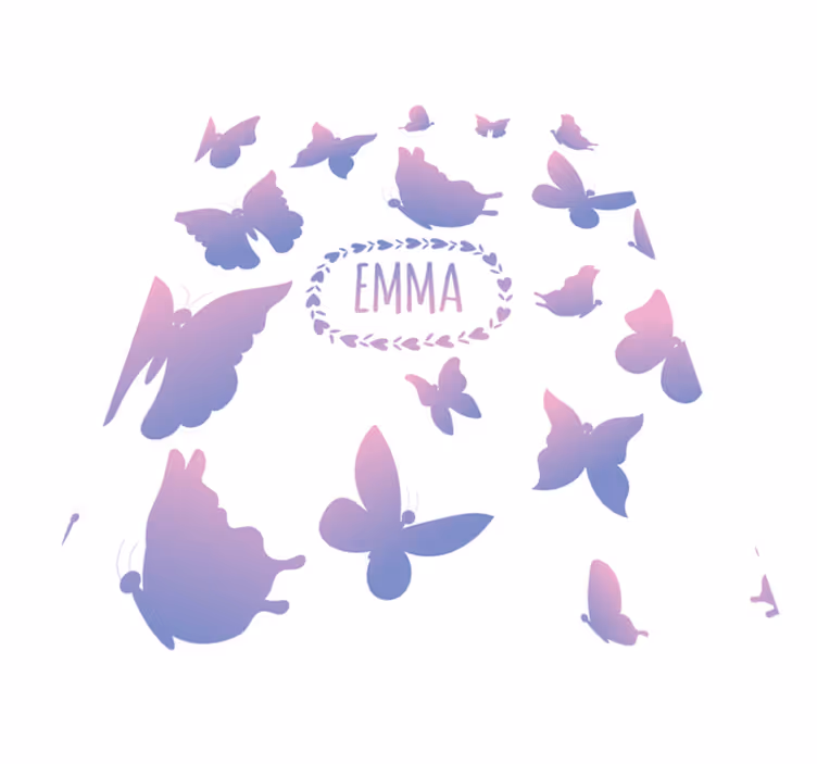 Tapis vinyle violet papillons violets et bleus avec nom - TenStickers