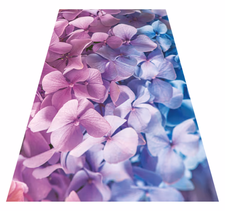 Tapis vinyle violet avec de nombreuses fleurs d'hortensia - TenStickers
