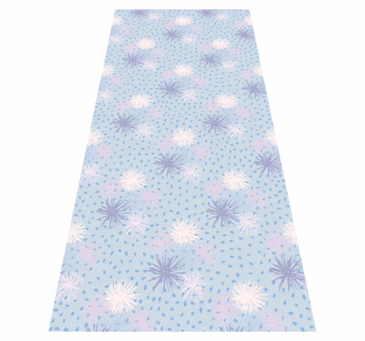 Tapis vinyle violet pissenlit avec gouttes d'eau - TenStickers