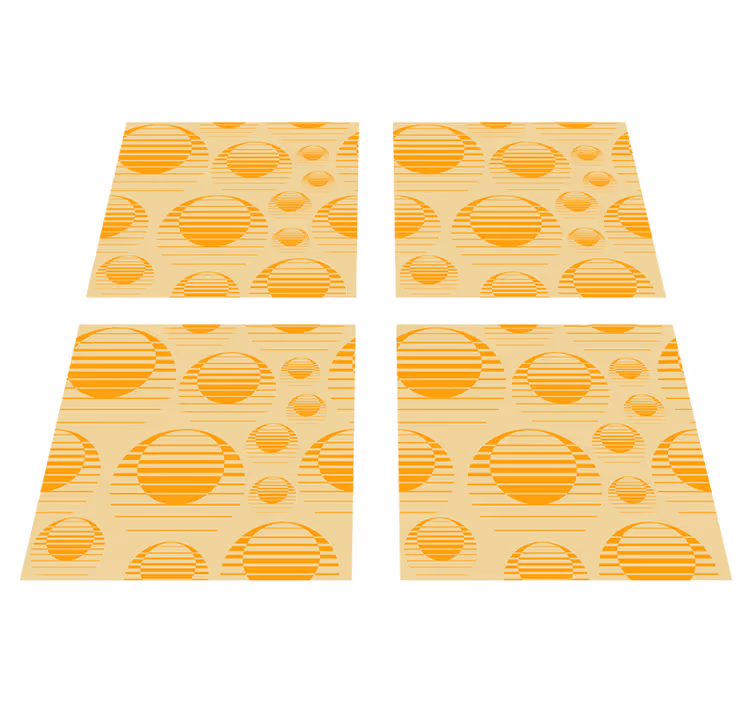 Tapis vinyle orange dessin soleil rétro - TenStickers