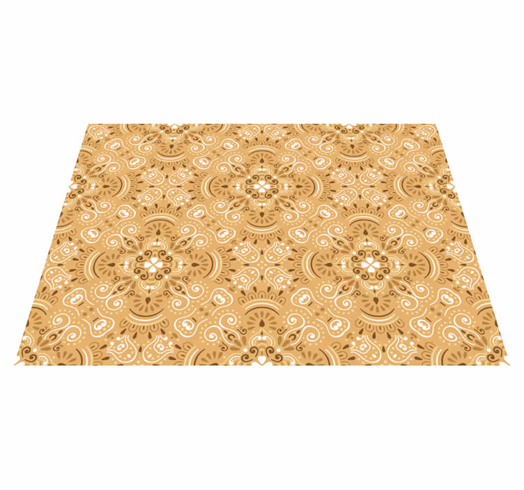 Tapis vinyle orange motif vintage beige orné - TenStickers