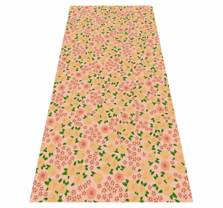 Tapis vinyle orange motif floral original pêche - TenStickers