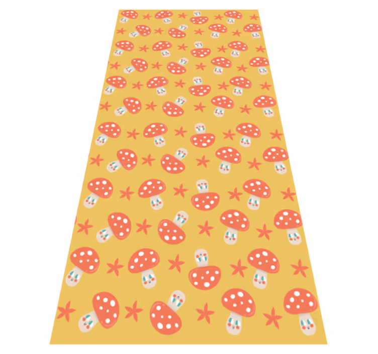 Tapis vinyle orange champignons classiques sur fond jaune - TenStickers
