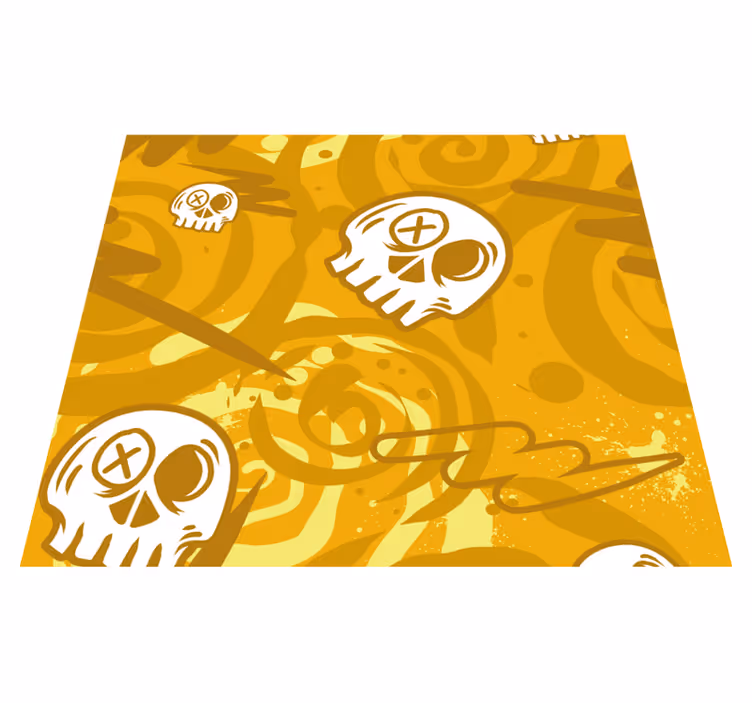 Tapis vinyle orange graffiti avec des têtes de mort - TenStickers