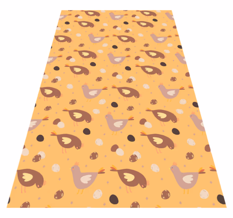 Tapis vinyle orange motif poussin orange - TenStickers