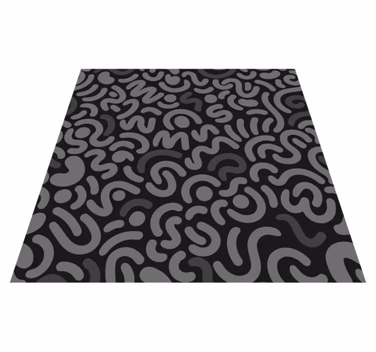 Tapis vinyle noir lignes rondes abstraites - TenStickers