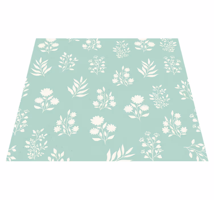 Tapis vinyle vert motif petites fleurs - TenStickers