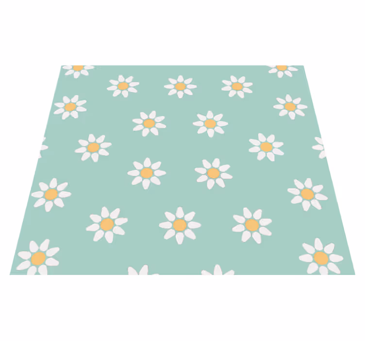 Tapis vinyle vert motif marguerites pour enfants - TenStickers