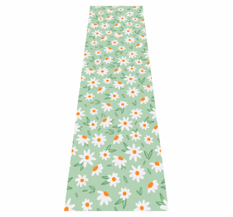 Tapis vinyle vert fleurs de margarita - TenStickers