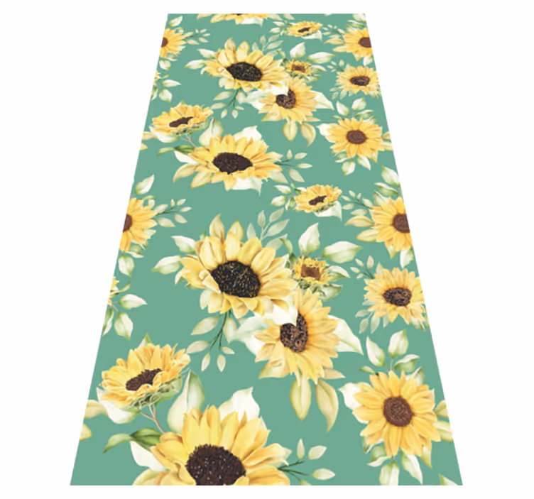 Tapis vinyle vert petit design floral printanier - TenStickers