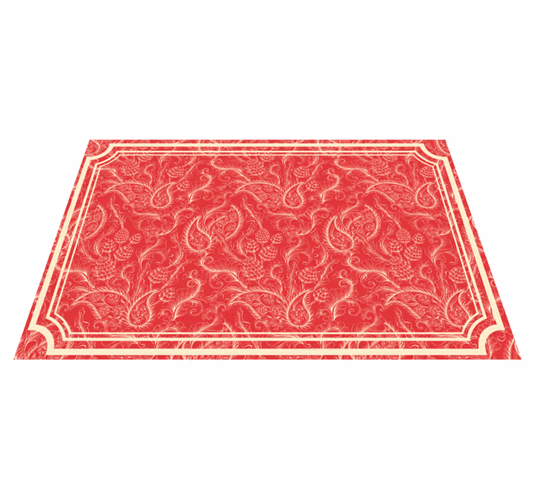 Tapis vinyle rouge illustration paisley - TenStickers